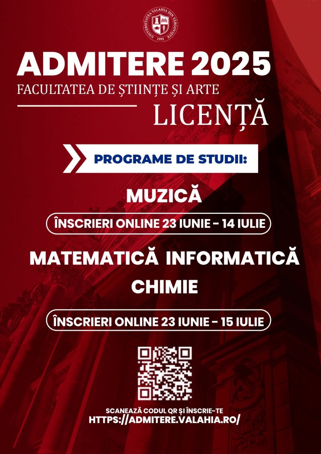 Admitere 2025 la Facultatea de Științe și Arte – Universitatea Valahia din Târgoviște oferă oportunități pentru viitorul tău! Admitere 2025 la Facultatea de Științe și Arte – Universitatea Valahia din Târgoviște oferă oportunități pentru viitorul tău!