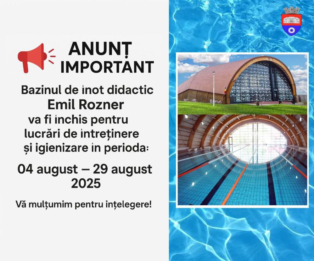 Bazinul de înot didactic „Emil Rozner” din Titu se închide temporar pentru lucrări de întreținere