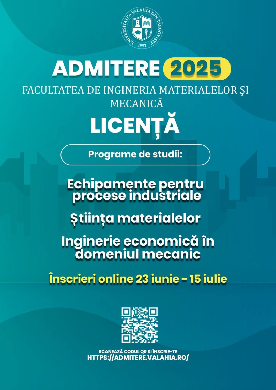 Fii tu următorul student Valahia: Înscrieri deschise la Facultatea de Ingineria Materialelor și Mecanică