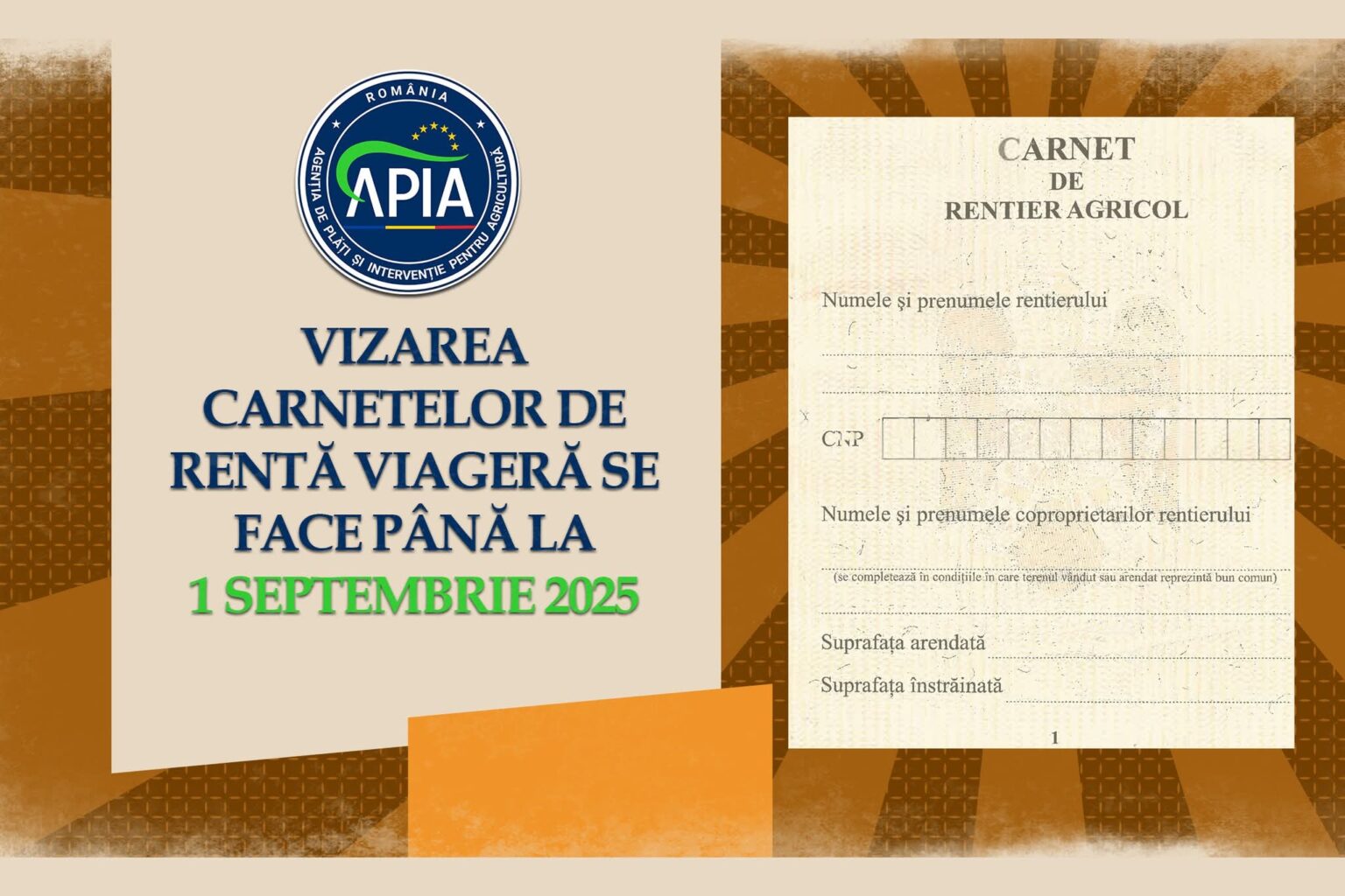 APIA reamintește: Vizarea carnetelor de rentă viageră se face până la 1 septembrie 2025