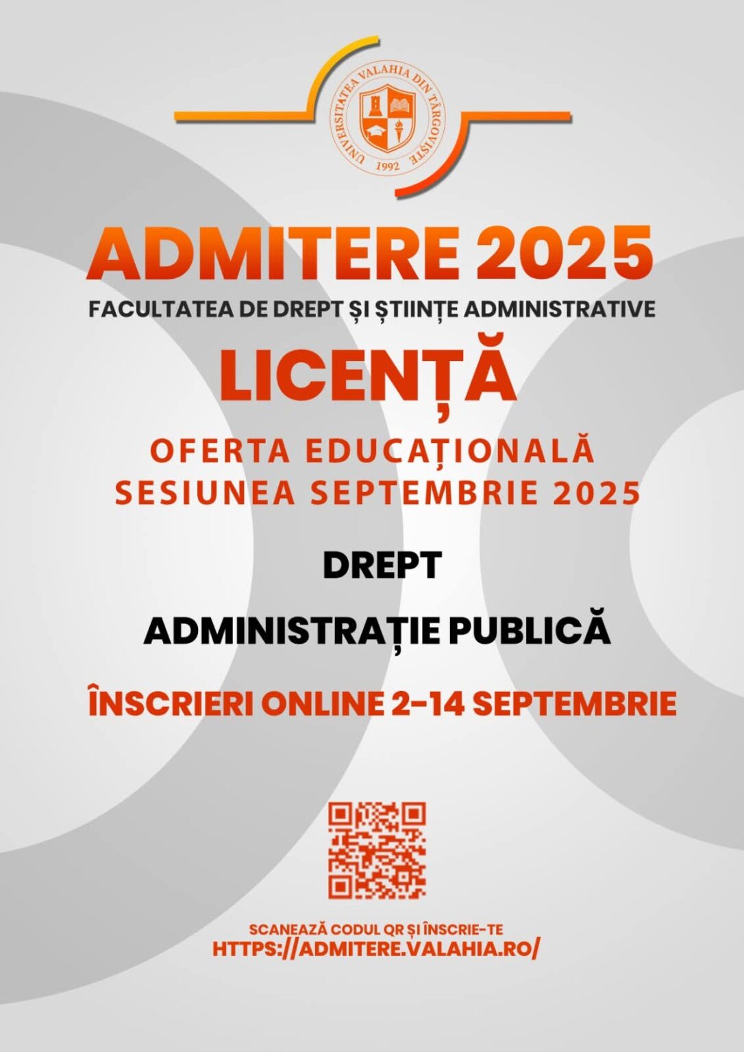 Admitere septembrie 2025 la Universitatea „Valahia” din Târgoviște : Șansa de a începe o carieră în Drept sau Administrație Publică
