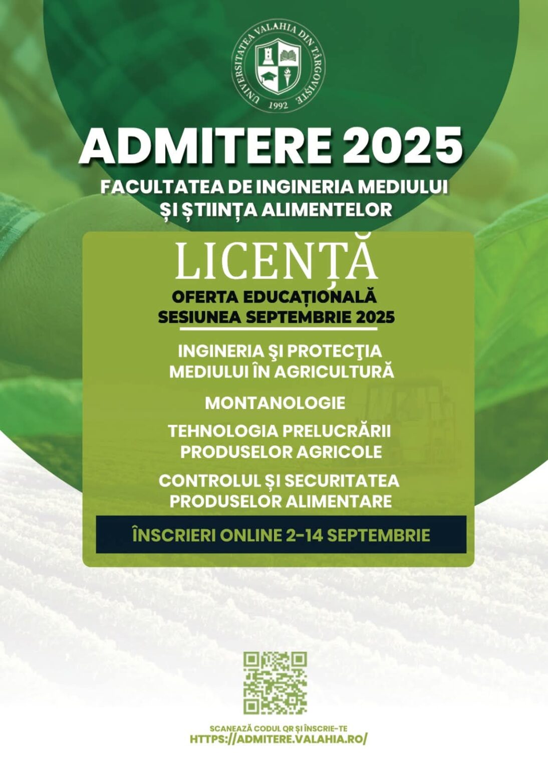 Universitatea Valahia Târgoviște deschide admiterea de toamnă perioada 2-14 septembrie 2025 Universitatea Valahia Târgoviște deschide admiterea de toamnă perioada 2-14 septembrie 2025
