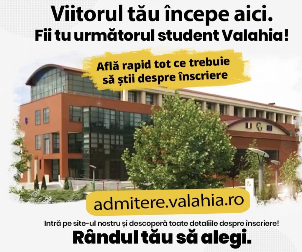 Pe 2 septembrie  se dă  startul admiterii de toamnă la Universitatea Valahia din Târgoviște, înscrieri online 