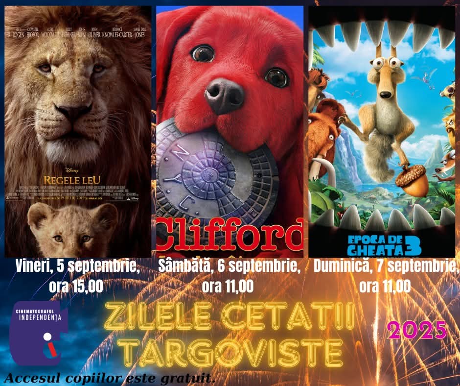 Zilele Cetății 2025: Filme gratuite pentru copii la Cinema Independența