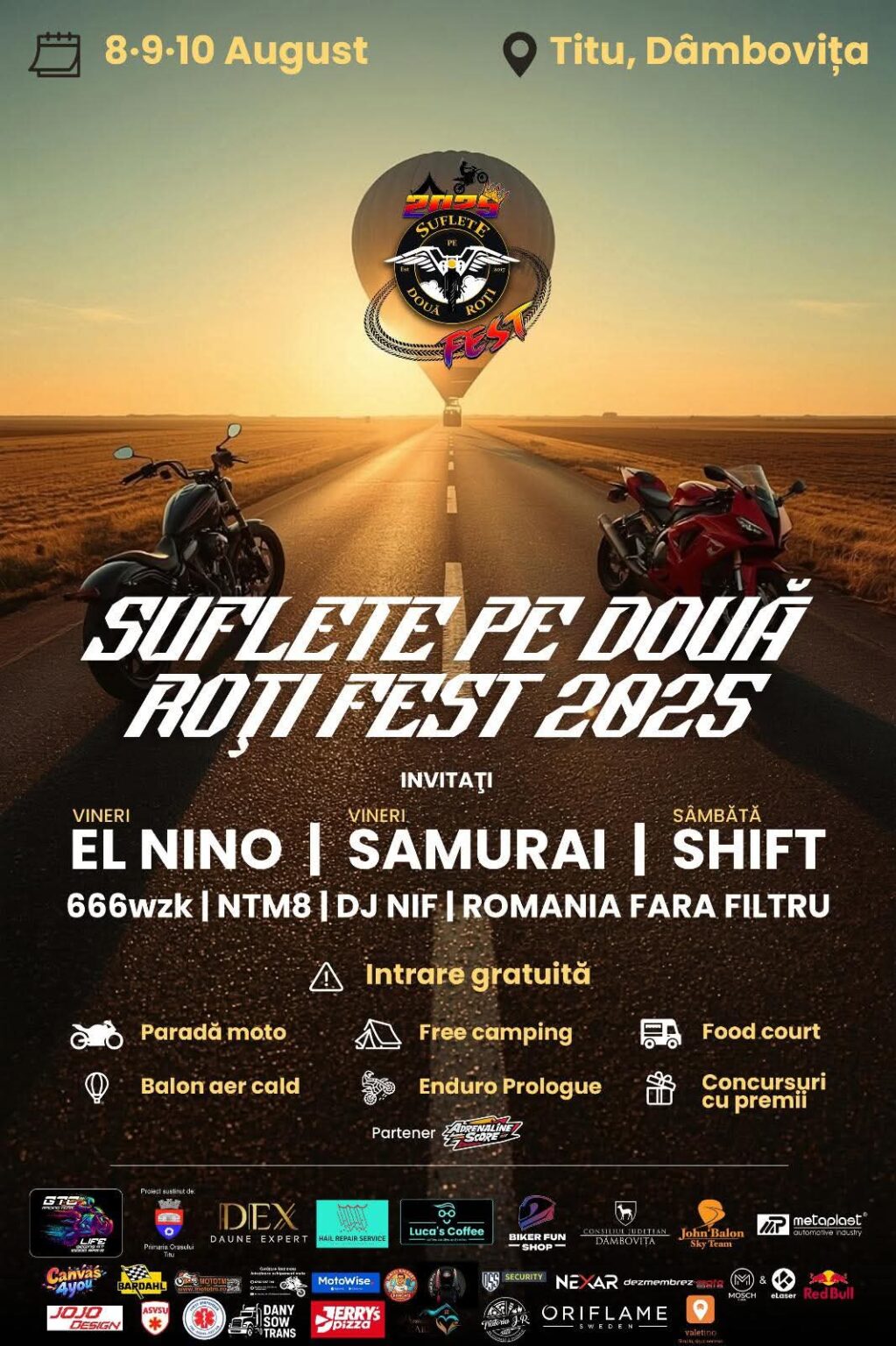 „Suflete pe Două Roți Fest” transformă Titu în capitala moto și muzicală a României – 8-10 august 2025