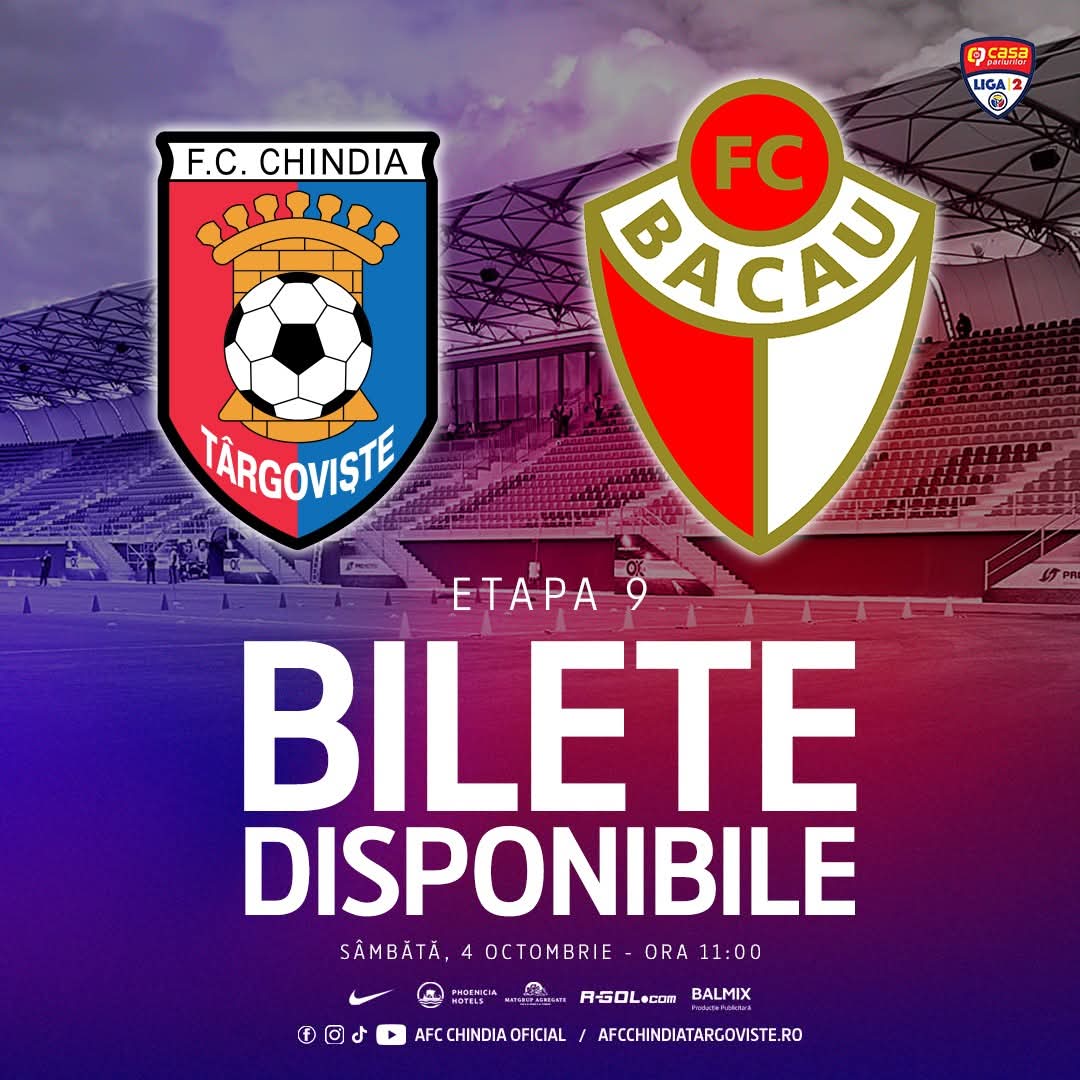 Chindia Târgoviște invită suporterii la meciul cu FC Bacău