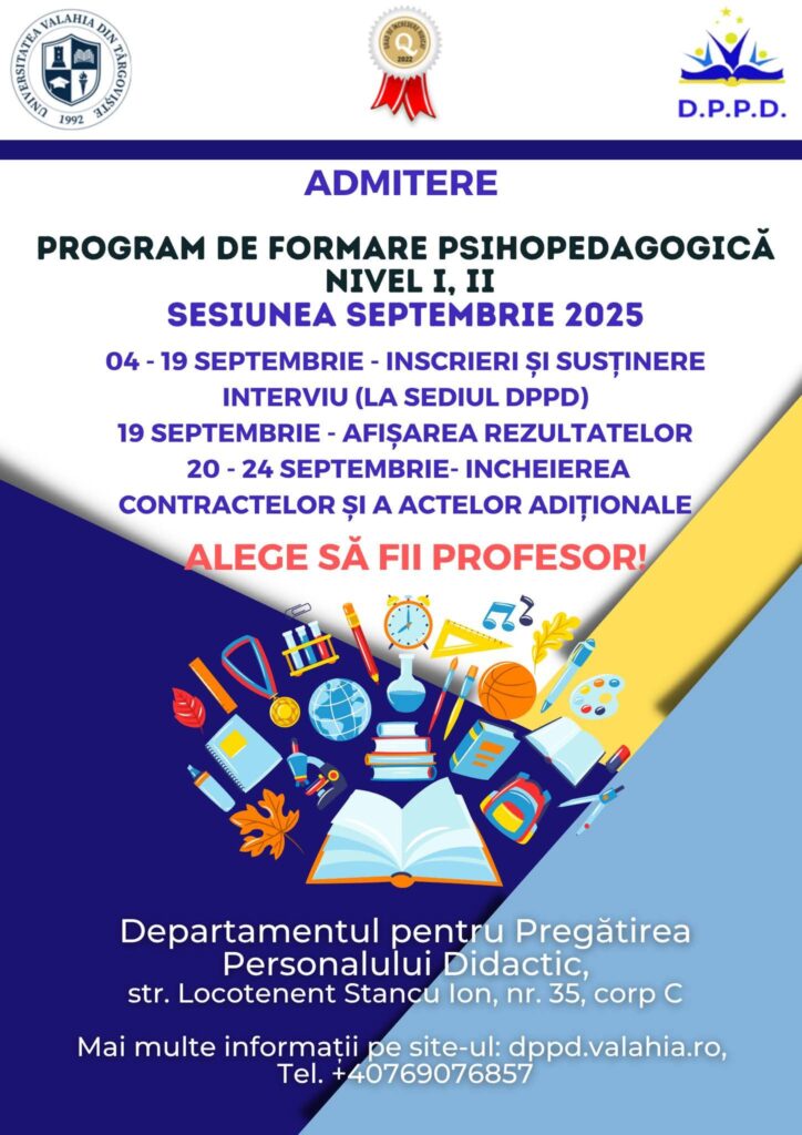 La Universitatea Valahia din Târgoviște, start înscrieri: Devino profesor prin Programul de formare psihopedagogică