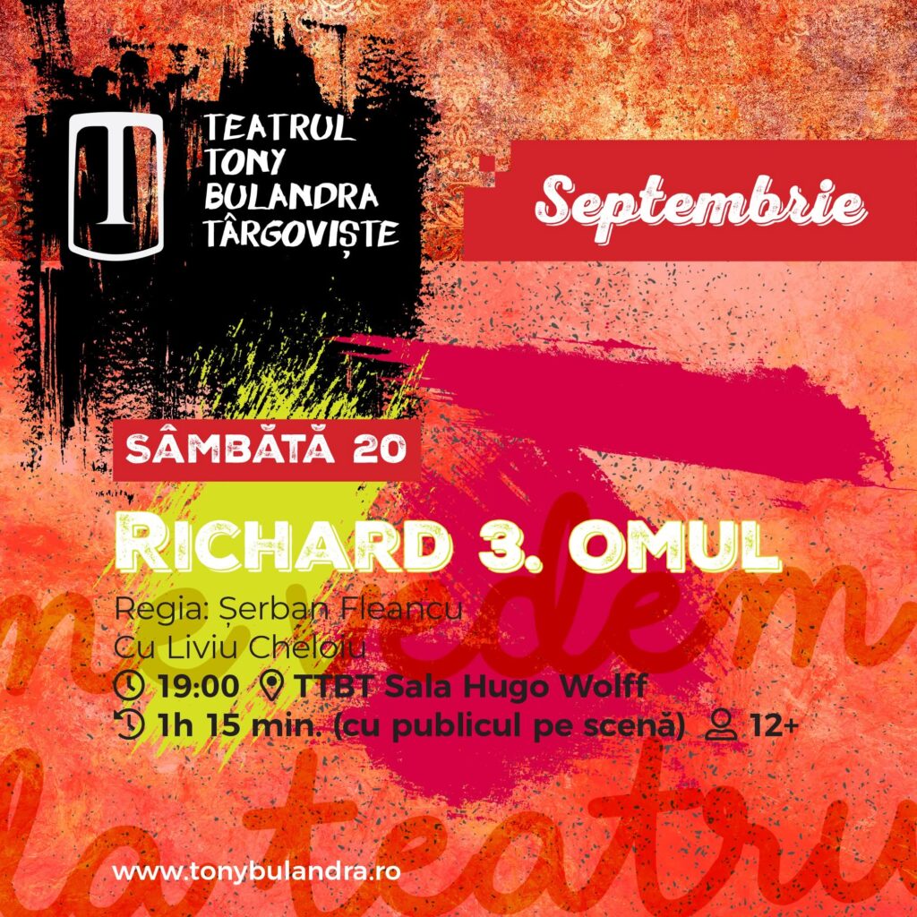 „Richard 3. Omul” – Shakespeare la esență, pe scena Teatrului Tony Bulandra din Târgoviște