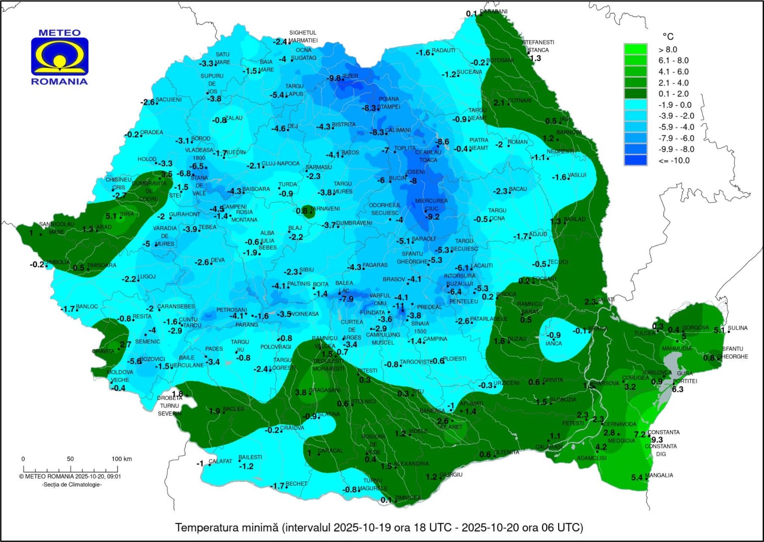 Dimineață rece de toamnă la Târgoviște: doar -1°C în zori, Miercurea Ciuc, cea mai friguroasă localitate din țară, cu -9°C Dimineață rece de toamnă la Târgoviște: doar -1°C în zori, Miercurea Ciuc, cea mai friguroasă localitate din țară, cu -9°C