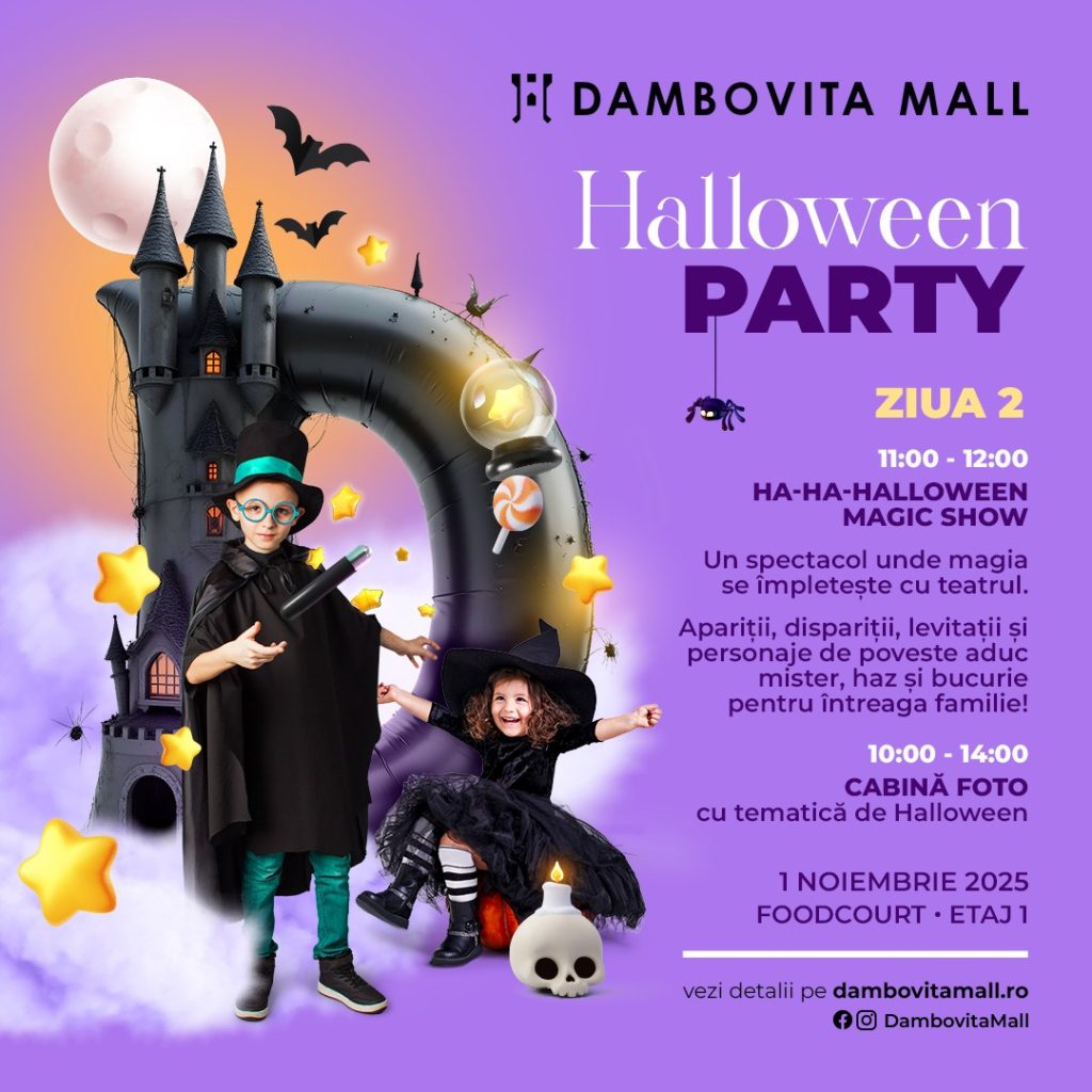 Halloween Party începe vineri la Dâmbovița Mall – distracție și magie pentru copii!