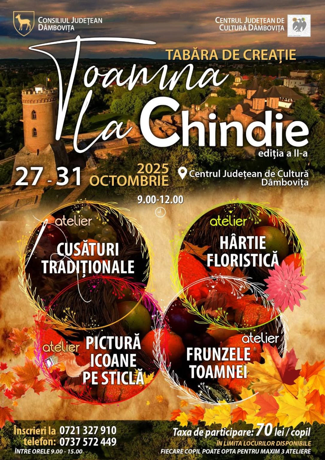Înscrieri deschise pentru Tabăra de Creație „Toamna la Chindie” – ediția a II-a!  Înscrieri deschise pentru Tabăra de Creație „Toamna la Chindie” – ediția a II-a!