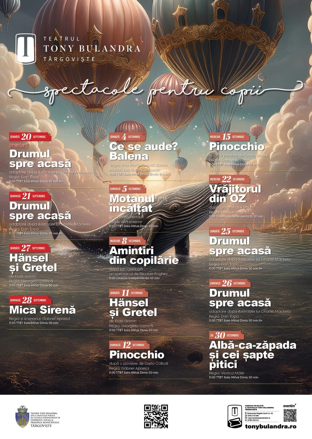 Octombrie teatral la Târgoviște: Spectacole pentru adulți și copii la Teatrul „Tony Bulandra” Octombrie teatral la Târgoviște: Spectacole pentru adulți și copii la Teatrul „Tony Bulandra”