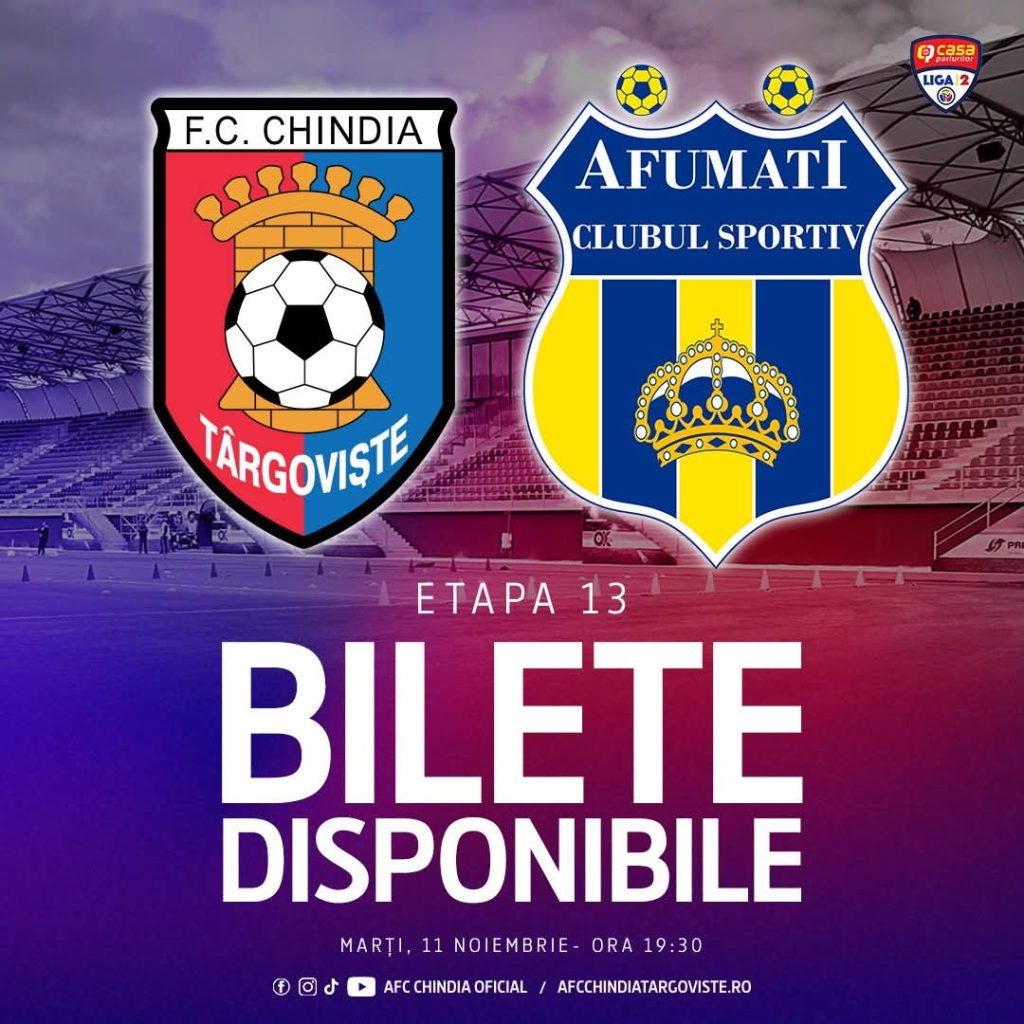  Chindia Târgoviște joacă acasă: Meci decisiv cu CS Afumați!