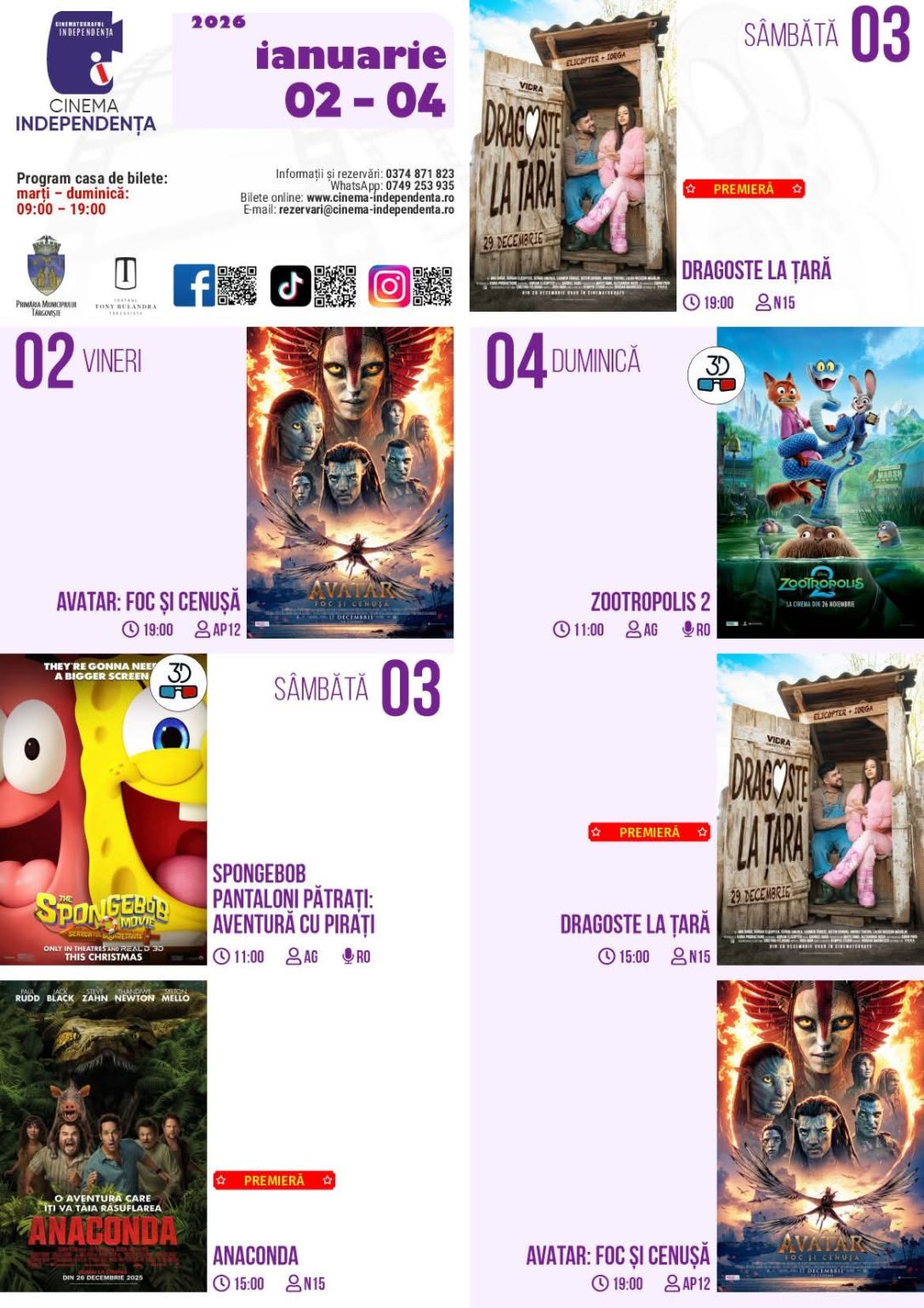 Noul an prinde viață pe marele ecran, la Cinema Independența din Târgoviște Noul an prinde viață pe marele ecran, la Cinema Independența din Târgoviște