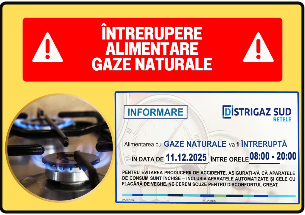 Titu rămâne temporar fără gaze naturale pe 11 decembrie – anunț important pentru locuitori