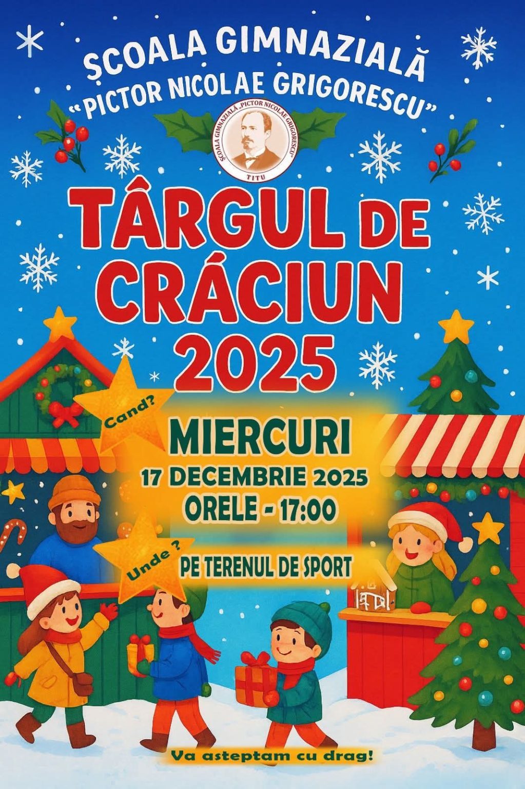 Titu se pregătește de sărbători: Târg de Crăciun la Școala „Pictor Nicolae Grigorescu” Titu se pregătește de sărbători: Târg de Crăciun la Școala „Pictor Nicolae Grigorescu”