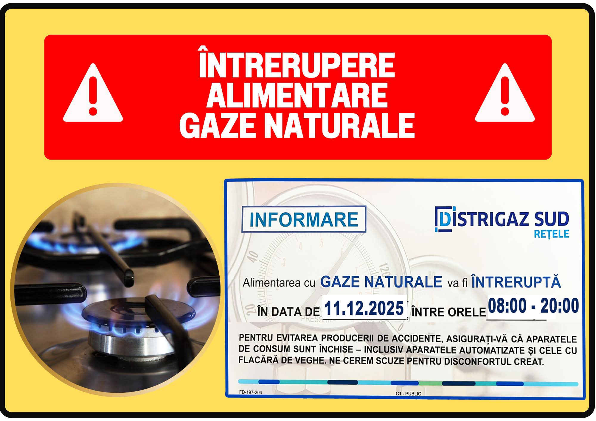 Titu rămâne temporar fără gaze naturale pe 11 decembrie – anunț important pentru locuitori