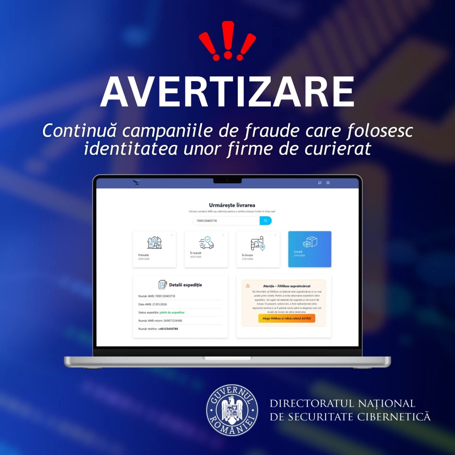 Atenție: continuă fraudele în numele FAN Courier! Atenție: continuă fraudele în numele FAN Courier!