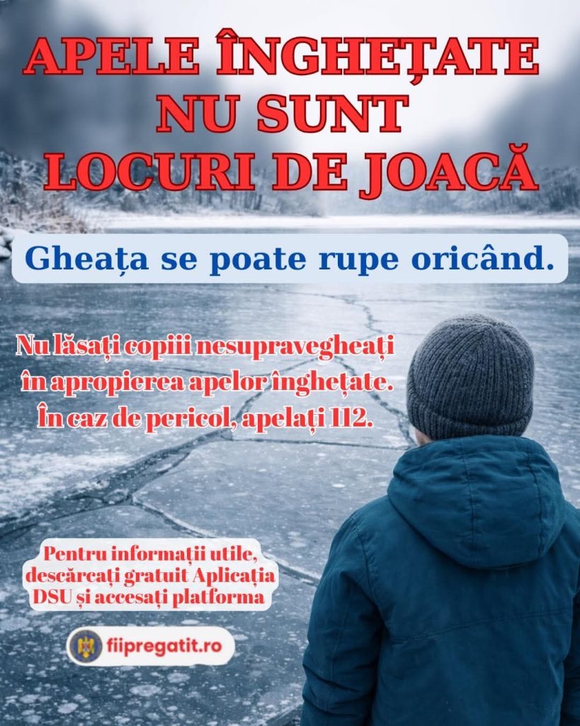 Avertisment ferm al autorităților: apele înghețate nu sunt locuri de joacă