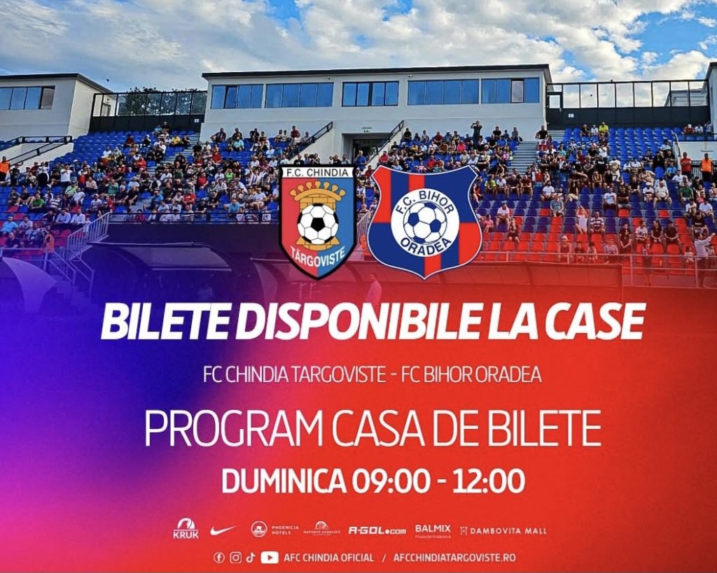 Bilete disponibile pentru meciul Chindia – FC Bihor