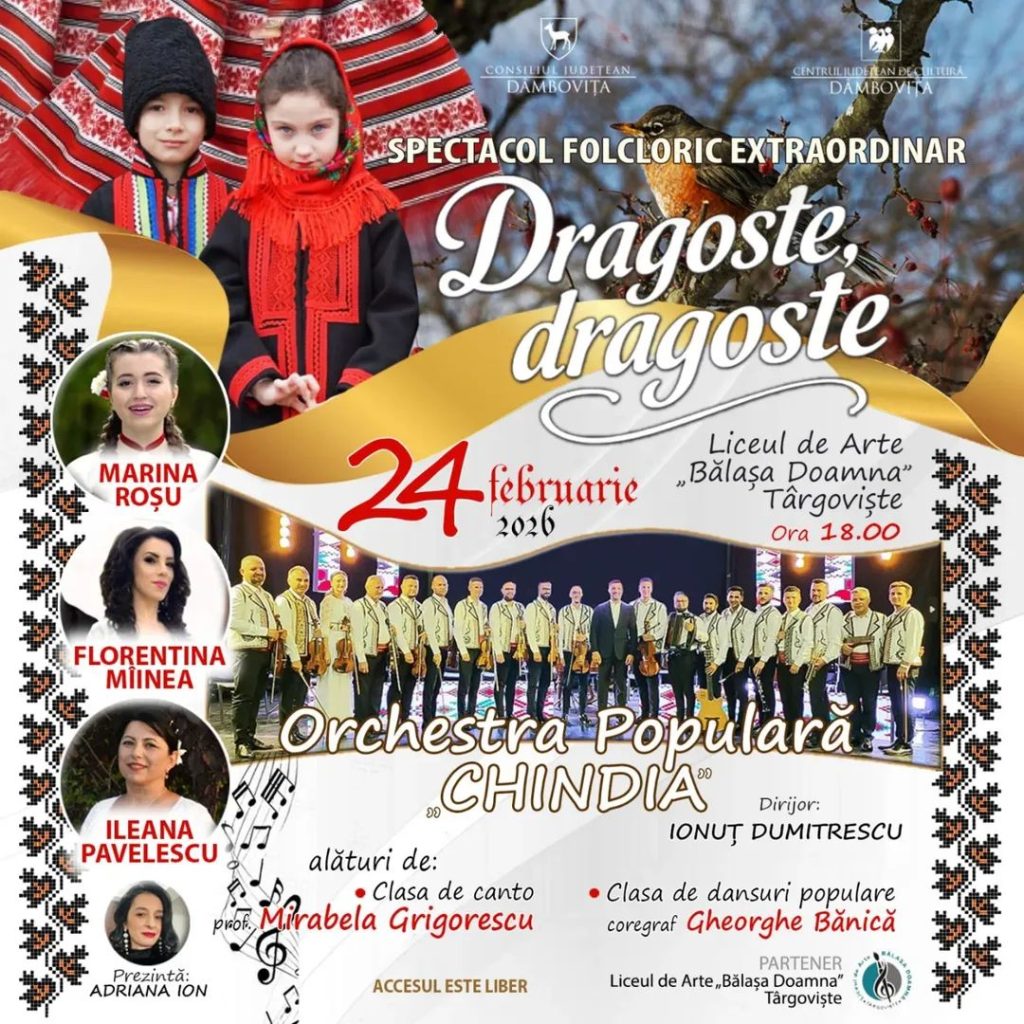 Spectacol folcloric de Dragobete la Târgoviște: „Dragoste, dragoste”