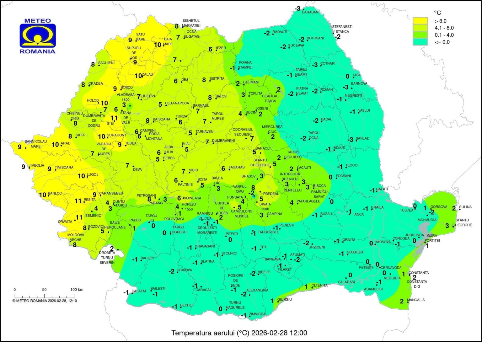 Inversiune termică la ora 12:00 – mai cald la munte decât la câmpie!