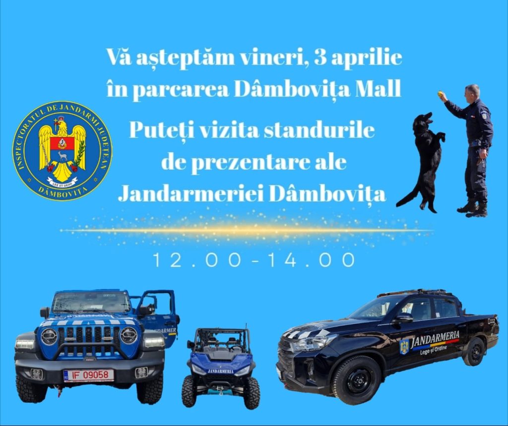  Jandarmeria Dâmbovița organizează Ziua Porților Deschise, pe 3 aprilie, la Dâmbovița Mall