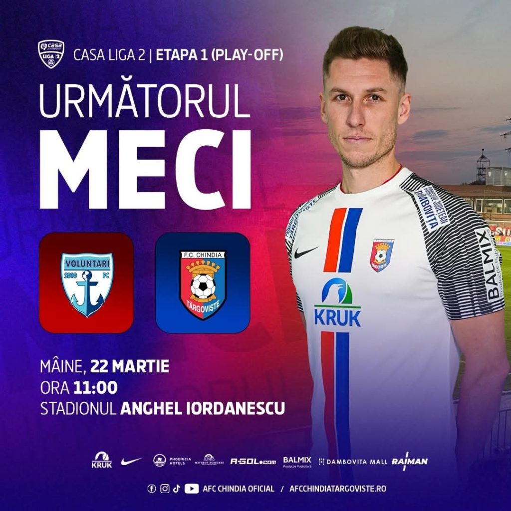 Play-off Casa Liga 2: Chindia Târgoviște pornește lupta pentru promovare!
