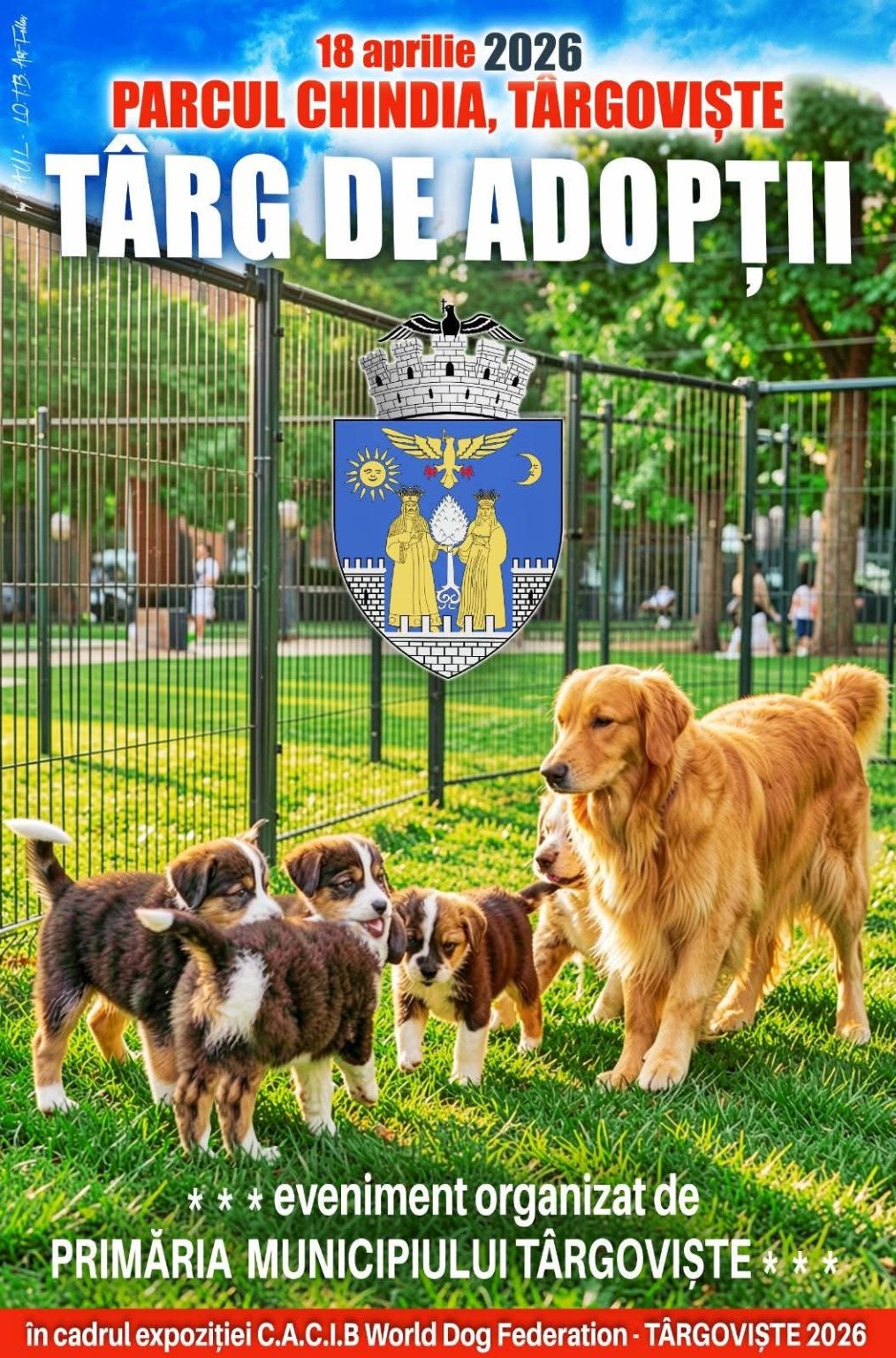 Eveniment special pentru iubitorii de animale în Târgoviște: Expoziție internațională de câini și târg de adopții în Parcul Chindia