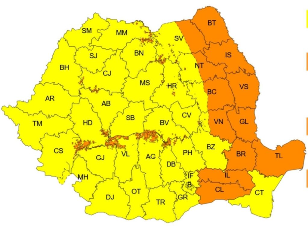  Județul Dâmbovița sub cod galben de vânt puternic