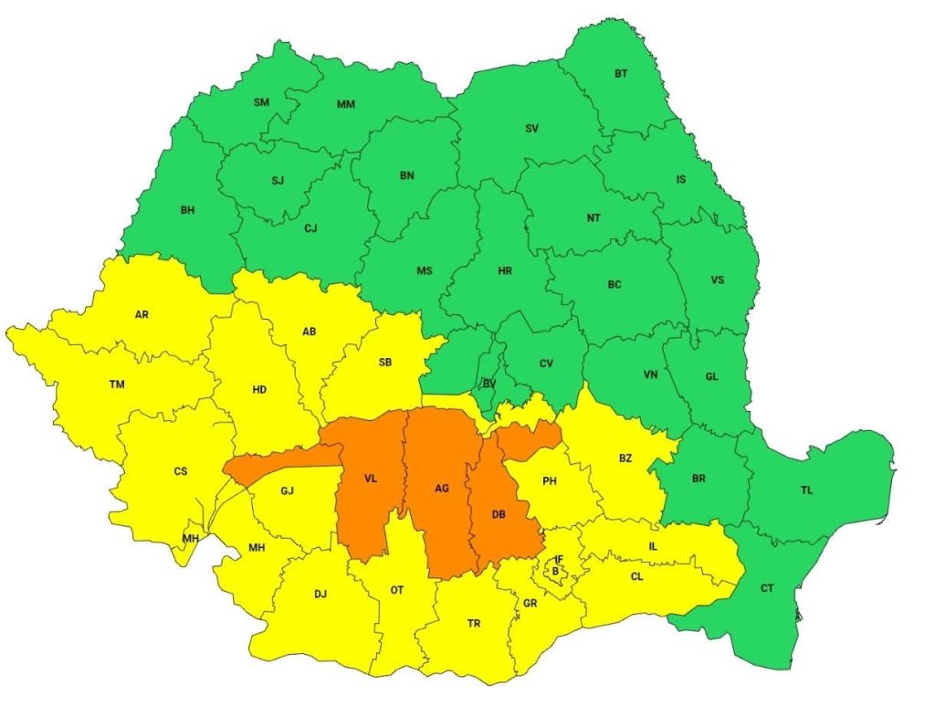 ALERTĂ METEO: PLOI TORENȚIALE, VIJELII ȘI GRINDINĂ ÎN DÂMBOVIȚA! 