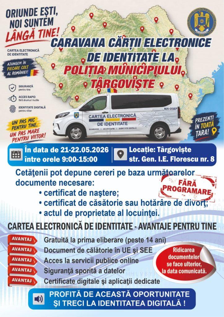 Caravana mobilă pentru Cartea Electronică de Identitate a ajuns la Târgoviște Cartea Electronică de Identitate