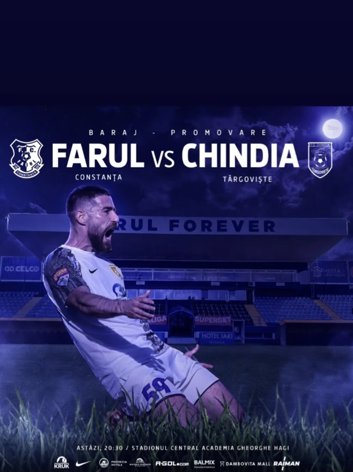 Astăzi, cât pentru un sezon!Farul Constanța – Chindia Târgoviște, baraj pentru promovarea în Superligă România Farul Constanța – Chindia Târgoviște