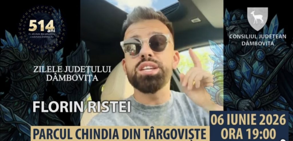 Florin Ristei urcă pe scena Zilelor Județului Dâmbovița 2026! Concert în Parcul Chindia