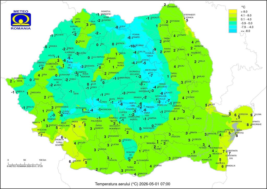 Târgoviște, 1 Mai cu iz de iarnă: Dimineață cu 0°C în oraș, ger la munte și valori negative în toată țara Târgoviște, 1 Mai cu iz de iarnă: Dimineață cu 0°C în oraș, ger la munte și valori negative în toată țara