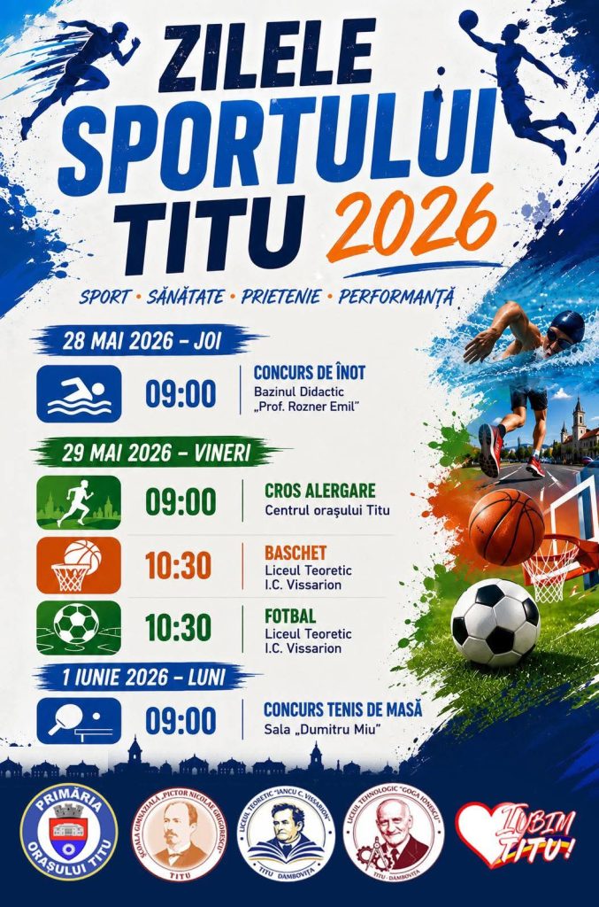 Titu devine capitala sportului! „Zilele Sportului Titu 2026” aduc competiții pentru toate vârstele Zilele Sportului Titu