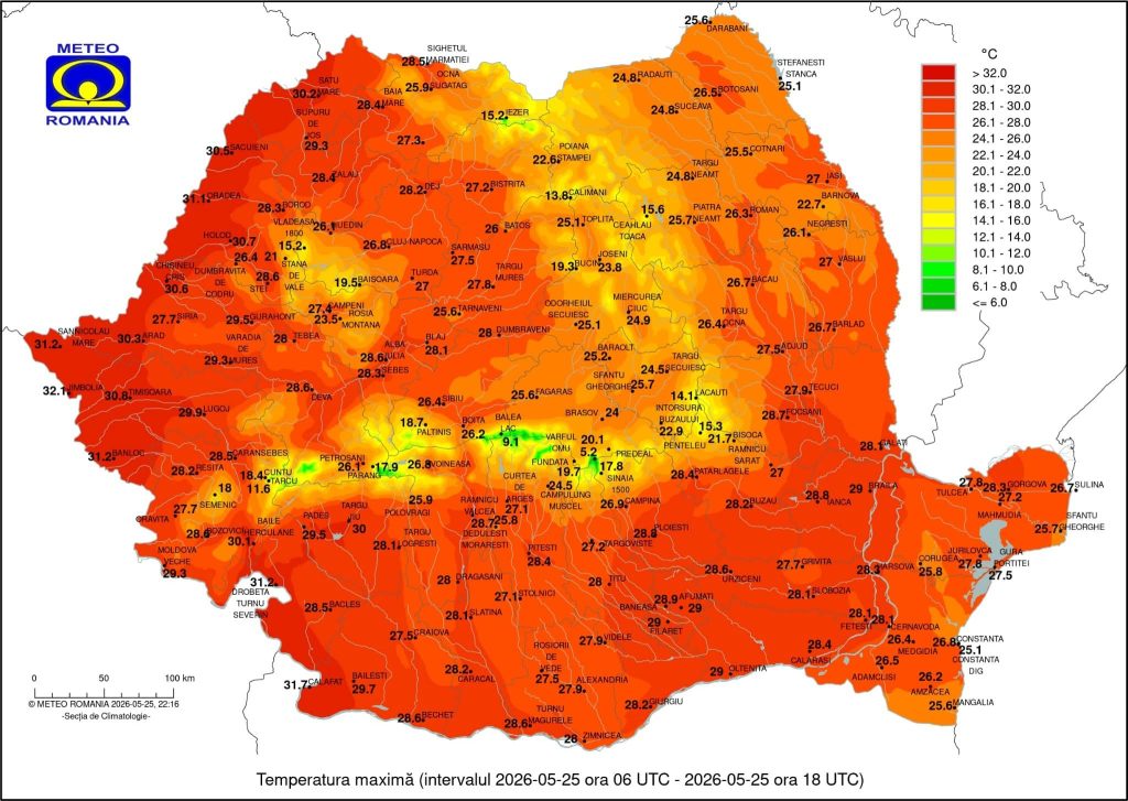 S-au înregistrat primele temperaturi tropicale din 2026! Termometrele au trecut de 30°C pe 25 mai