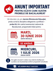 Bacalaureatul se amână cu o zi  din cauza codului roșu de caniculă