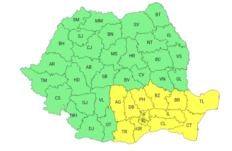 COD GALBEN DE PLOI ȘI INSTABILITATE ATMOSFERICĂ ÎN DÂMBOVIȚA!