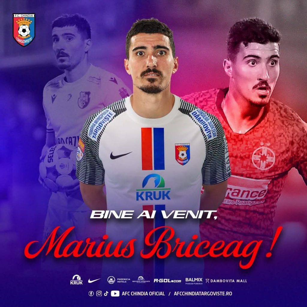 Transfer important pentru Chindia Târgoviște! Marius Briceag a semnat cu formația dâmbovițeană Chindia Târgoviște