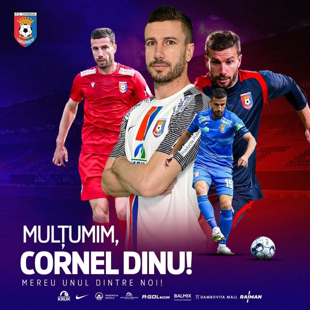 Legenda cu numărul 15 rămâne pentru totdeauna în istoria Chindiei! Cornel Dinu își încheie cariera și primește o onoare rară Cornel Dinu