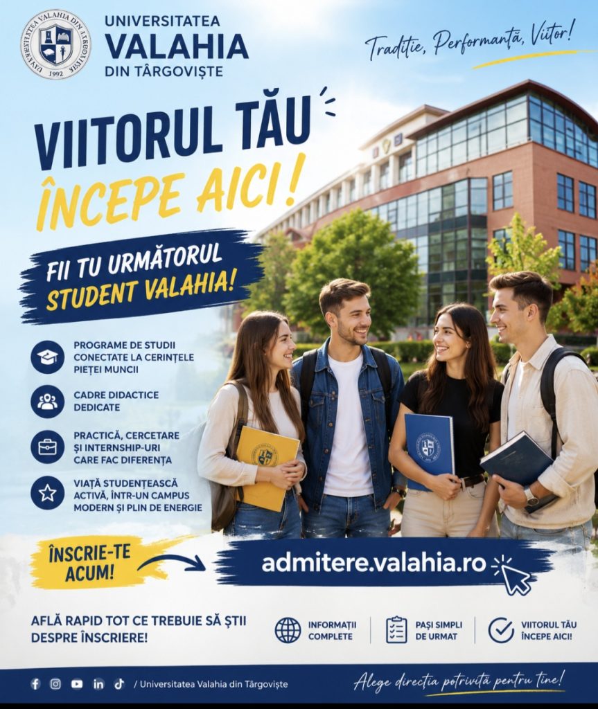 Universitatea „Valahia” din Târgoviște: 22 iulie este ultima zi de înscriere la admitere Universitatea „Valahia” din Târgoviște: 22 iulie este ultima zi de înscriere la admitere