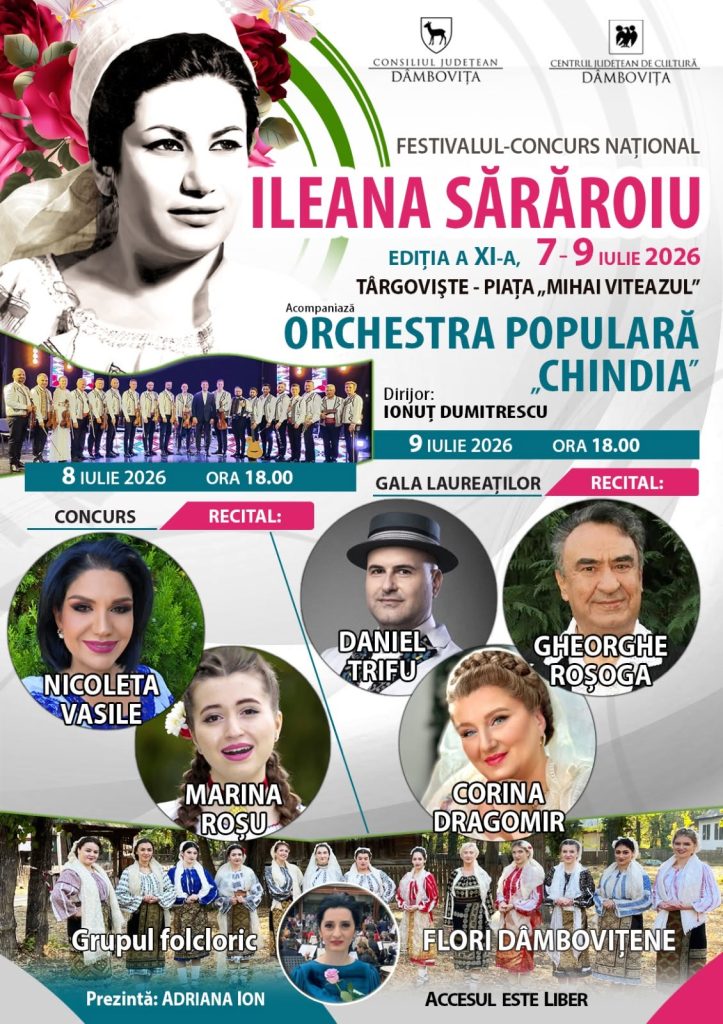 Astăzi, Festivalul „Ileana Sărăroiu” nu va mai avea loc în Piața Mihai Viteazul. Noua locație la Casa Tineretului din Târgoviște din cauza vremii