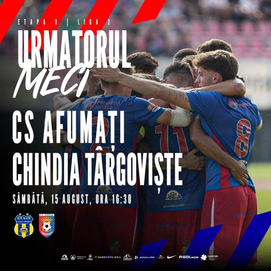Chindia Târgoviște, în deplasare la CS Afumați. Duel important în Liga 2 Chindia Târgoviște, în deplasare la CS Afumați. Duel important în Liga 2