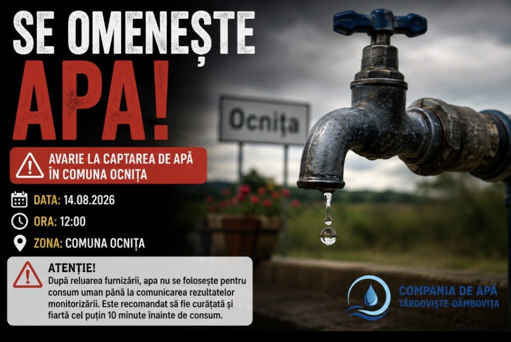 Se oprește apa în comuna Ocnița! Avarie la captarea de apă Se oprește apa în comuna Ocnița! Avarie la captarea de apă