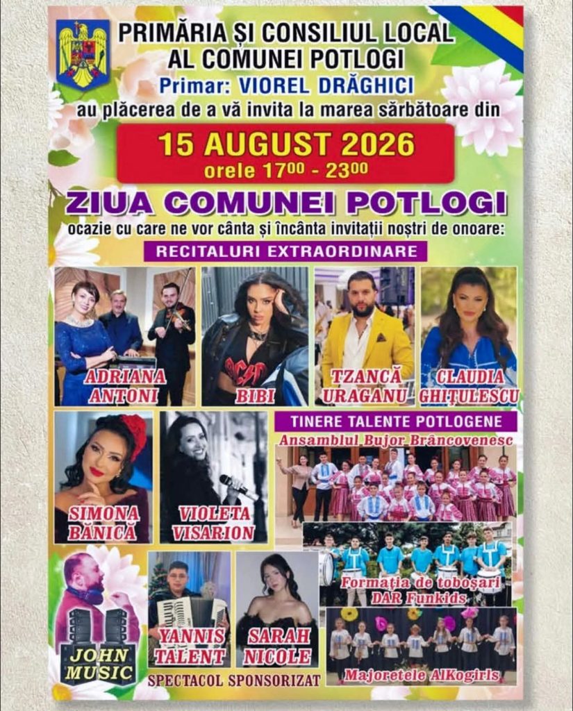 ZILELE COMUNEI POTLOGI – 15-16 AUGUST 2026 ZILELE COMUNEI POTLOGI